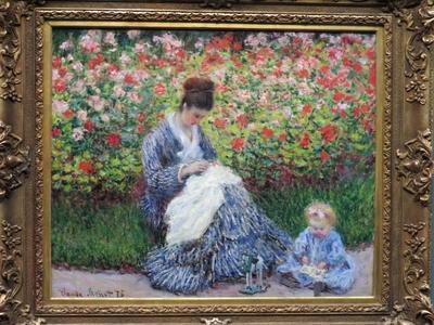 Claude Monet: Camille Monet és egy gyerek a kertben-stock-foto