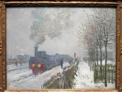 Claude Monet: Gõzmozdony a hóban-stock-foto