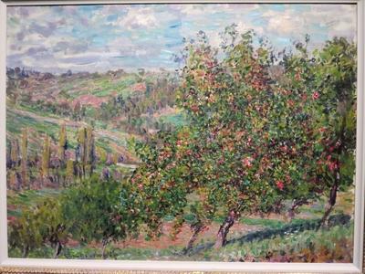 Claude Monet festmény: Almafák-stock-foto