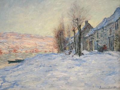 Claude Monet festmény: Nap és hó Lavacourtban-stock-photo