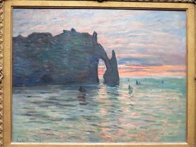 Claude Monet festménye: Napnyugta-stock-foto