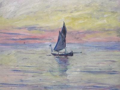 Claude Monet: Vitorláshajó esthomályban-stock-foto
