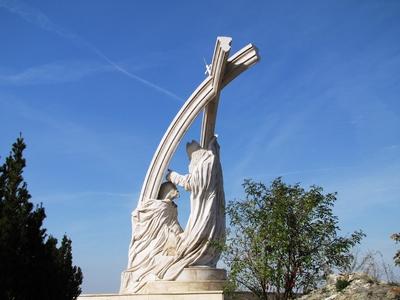 Szent István megkoronázása - Esztergomi szobor-stock-foto