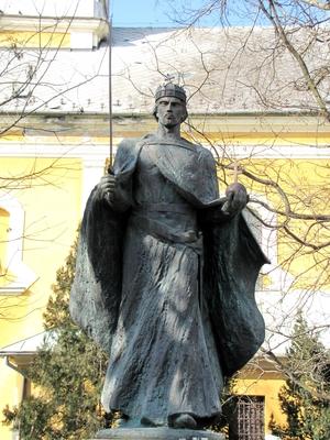 Szent István bicskei szobra-stock-foto