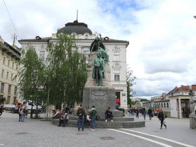 France Prešeren szlovén költõ emlékmûve Ljubljanában-stock-foto