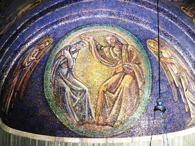 A trieszti katedrális mozaik freskója-stock-foto