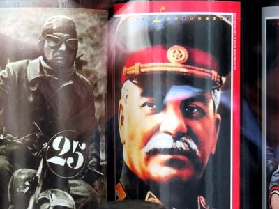 Stalin portrait - Wine bottle-stock-photo