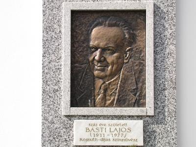 Básti Lajos színmûvész emléktáblája-stock-foto