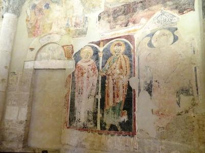 Brindisi freskó - San Sepolcro templom - Olaszország-stock-foto