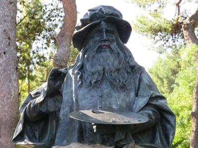 Leonardo da Vinci mellszobra Tarantóban - Olaszország-stock-foto