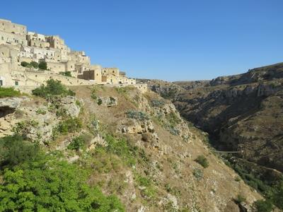 Matera, a kõváros és a Gravina-völgy - Olszország-stock-photo