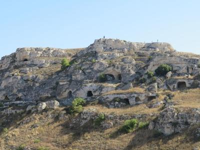 Sziklába vájt kunyhók Matera kõvárosban -Olaszország-stock-foto