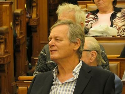 Karácsony Mihály, az Országos Nyugdíjas Parlament Egyesület elnöke-stock-foto