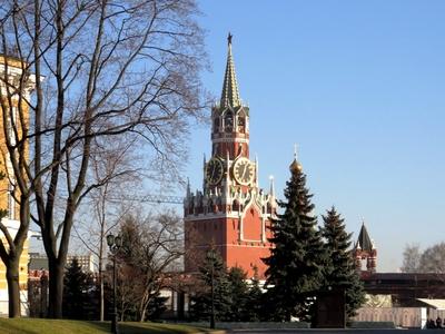 Moszkva - Szpasszkaja torony - Kreml-stock-foto