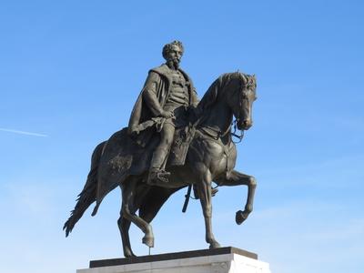 Andrássy Gyula gróf lovasszobra -Budapest-stock-foto