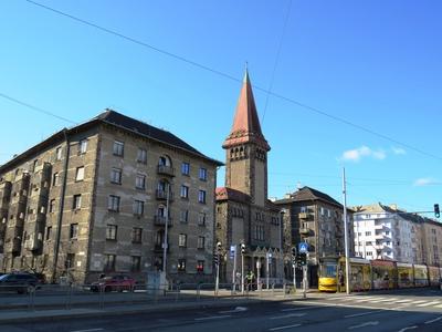 Újbuda központ - Református templom - Budapest-stock-foto