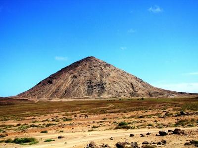 Cape Verde - Sal Island landscape with Monte Grande mountain.-stock-photo