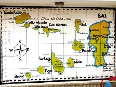 Cape Verde Islands off the West African coast on a tile map-stock-foto
