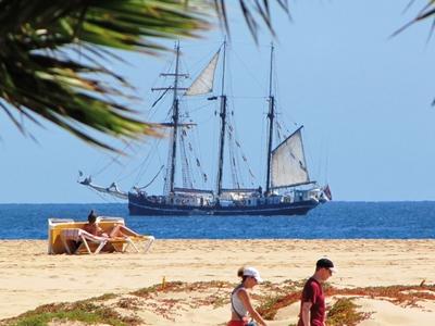 Cape Verde - School Boat at Sal Island Coast-stock-foto
