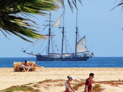 Cape Verde - School Boat at Sal Island Coast-stock-photo