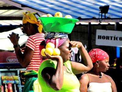 Cape Verde - Market - African Apple vendor-stock-photo