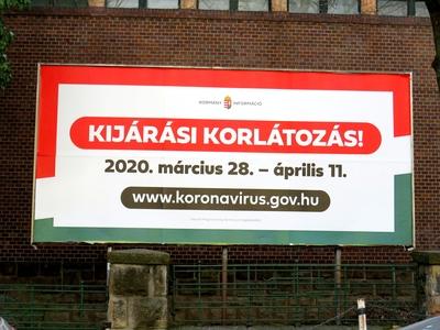 Coronavirus - Government poster - Curfew restriction - Hungary-stock-photo