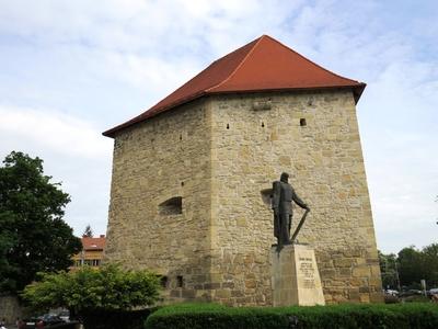 Cluj-Napoca (Kolozsvár), 9 May 2017The Medieval Szabók bastion.A Szabók bástyája  (XV. sz.).-stock-foto