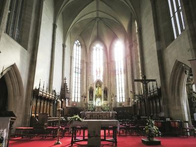 Cluj-Napoca (Kolozsvár), 9 May 2017Interior of St. Michael Church. The Church was built in 1484.A Szent Mihály templom belseje. A templom 1484-ben készült el.-stock-foto