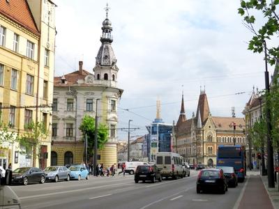 Cluj-Napoca (Kolozsvár), 8 May 2017Horea street in the downtown.A belvárosi Horea út.-stock-photo