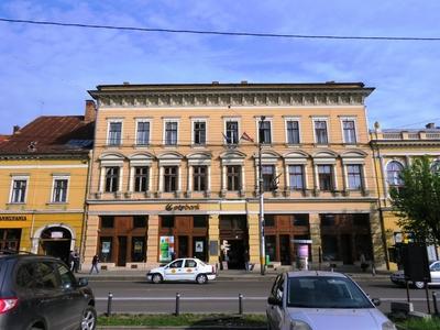 Cluj-Napoca (Kolozsvár), 9 May 2017The Hungarian Consulate General and OTP Bank Building in the Main Square (Unirii Square).A magyar fõkonzulátus és az OTP Bank épülete a Fõtéren (Unirii tér).-stock-photo
