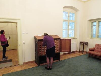 Târgu-Mureº (Marosvásárhely), 10 May 2017The Teleki Library also known as Teleki-Bolyai Library and Bibliotheca Telekiana, is a historic public library and current museum in Târgu-Mureº.A Teleki Téka (Teleki–Bolyai Könyvtár). A könyvtárat 1802-ben létesítette gróf Teleki Sámuel, Erdély kancellárja.-stock-foto