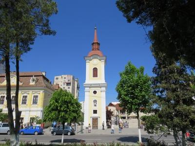 Târgu Mure? (Marosvásárhely, 11 May 2017The Franciscans' Church.A Barátok Temploma. A XVIII. sz-ban épült Ferences kolostor megmaradt része.-stock-foto
