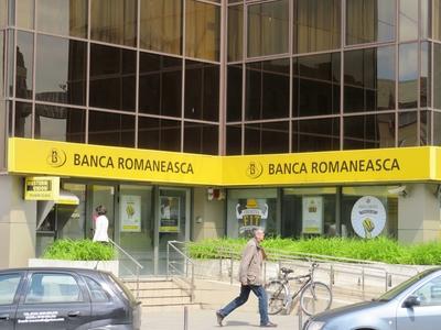 Târgu Mures (Marosvásárhely), 10 May 2017The Banca Romaneasca romanian bank.A Banca Romaneasco román bank.-stock-foto