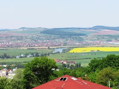 Târgu Mure? (Marosvásárhely), 11 May 2017Panorama of  Târgu Mure? and its environment with the Maros  river in the middle.Marosvásárhely és környezete középen a Maros folyóval.-stock-photo