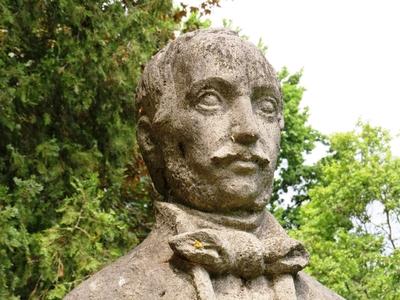 Bust of great Hungarian poet Vörösmarty Mihály-stock-foto