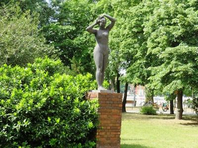 Swimmer statue - Margaret Island - Budapest-stock-photo