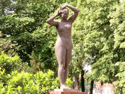 Swimmer statue - Margaret Island - Budapest-stock-photo