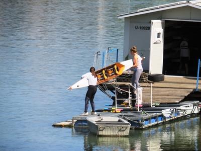 Sport - Kayak - Danube - Budapest - Boathouse-stock-foto