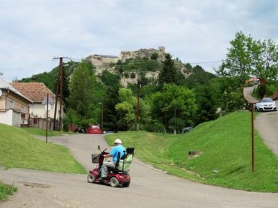 Disabled man - Sirok Castle - Hungary-stock-photo