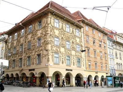 Luegg Houses - Graz - Main Square-stock-photo