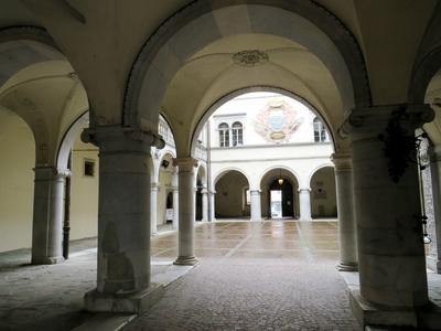 Porecia Castle's Patio - Spittal - Austria-stock-foto