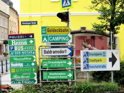 Direction signs - Spittal - Austria-stock-foto