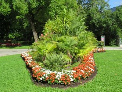 Lienz - Park with flowers - Austria-stock-foto