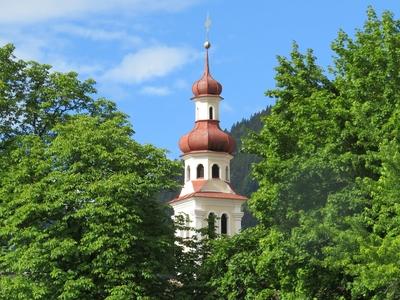 Tower under the Alps - Lienz - Austria-stock-foto