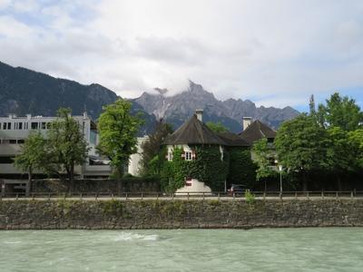 Lienz - Riverside house - Alps - Austria-stock-foto