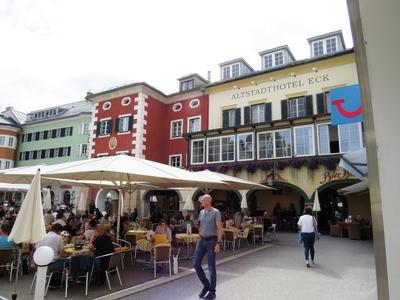 Lienz - Main Square - Restaurant and Hotel - Austria-stock-photo