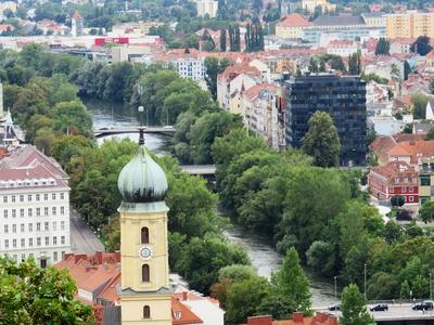 View of Graz from the Castle Hill - Drava - Austria-stock-foto