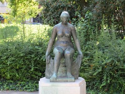 Statue of Sitting Woman - Budapest-stock-photo