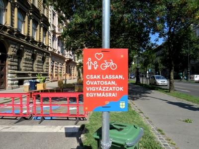 Traffic safety warning sign - Budapest-stock-photo