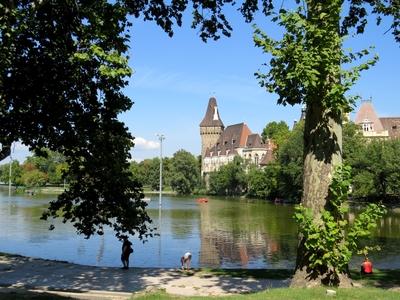City Park lake - Castle of Vajdahunyad - Budapest-stock-photo